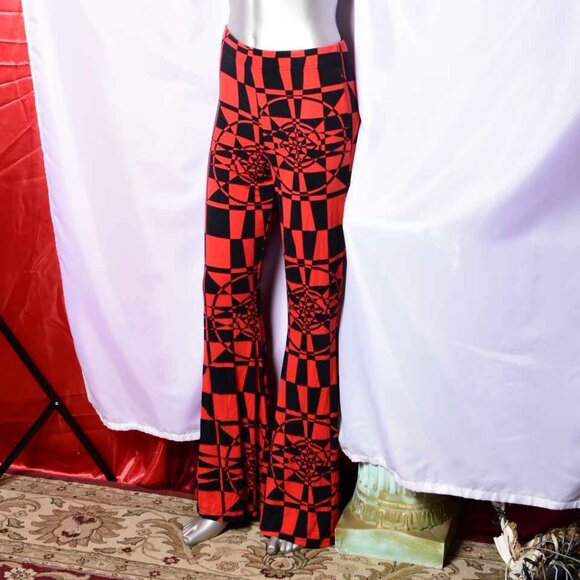 **Sold** KILLSTAR SUSPIRIA MOOD [BLACK/ RED] Stretch Flared Pants - Picture 2 of 5